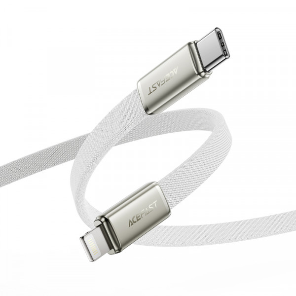 Кабель ACEFAST C24-01, USB to iP, 30W, 1.2m, Braided wire, Zinc alloy + TPE connectors, White (6974316286240)