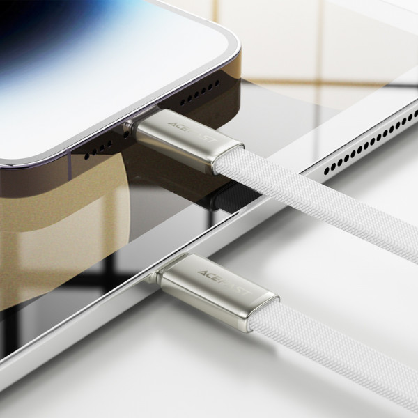 Кабель ACEFAST C24-01, USB to iP, 30W, 1.2m, Braided wire, Zinc alloy + TPE connectors, White (6974316286240)