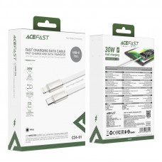 Кабель ACEFAST C24-01, USB to iP, 30W, 1.2m, Braided wire, Zinc alloy + TPE connectors, White (6974316286240)