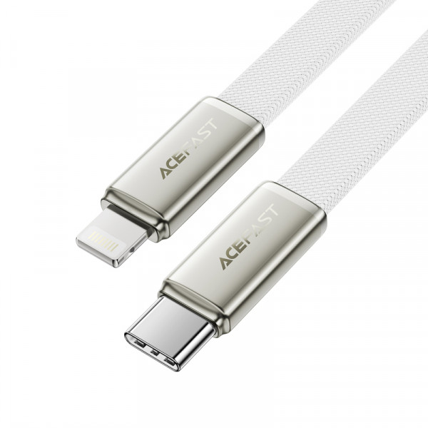 Кабель ACEFAST C24-01, USB to iP, 30W, 1.2m, Braided wire, Zinc alloy + TPE connectors, White (6974316286240)