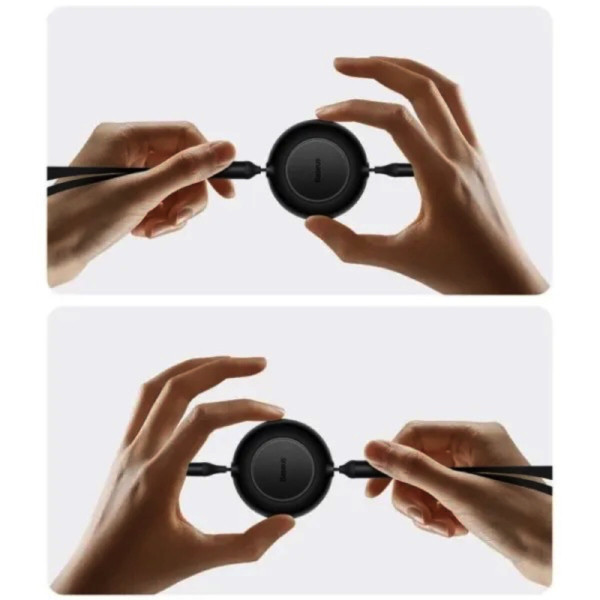 Кабель Baseus Bright Mirror 2 Series Retractable 3-in-1 Fast Charging Data Cable Type-C to M+L+C 100W 1.1m Чорний