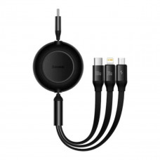 Кабель Baseus Bright Mirror 2 Series Retractable 3-in-1 Fast Charging Data Cable Type-C to M+L+C 100W 1.1m Чорний