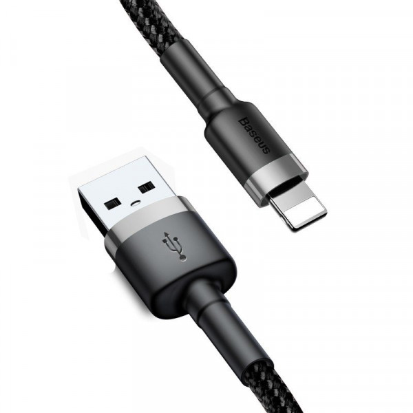 Кабель Baseus Cafule Cable USB For Lightning 2.4A 0.5m Gray+Black (CALKLF- AG1)
