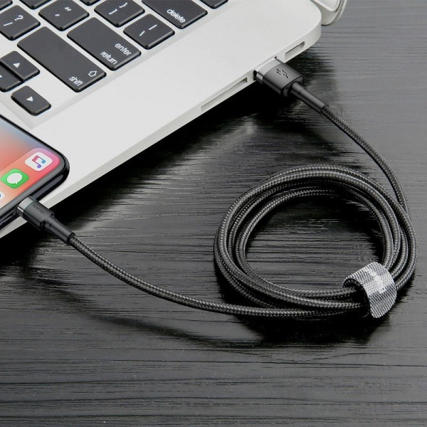 Кабель Baseus Cafule Cable USB For Lightning 2.4A 0.5m Gray+Black (CALKLF- AG1)
