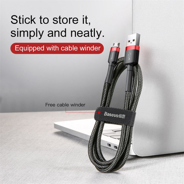 Кабель Baseus cafule Cable USB For Micro 2A 3m Red+Black (CAMKLF-H91)