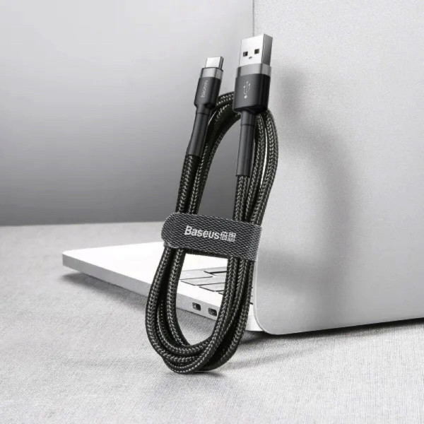 Кабель Baseus Cafule Cable USB For Type-C 3A 0.5m Gray+Чорний