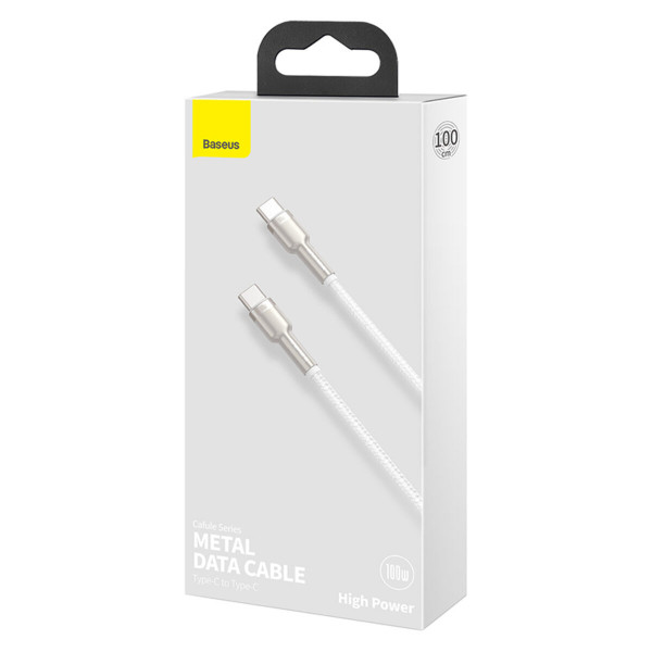 Кабель Baseus Cafule Series Metal Data Cable Type-C to Type-C 100W 1m White