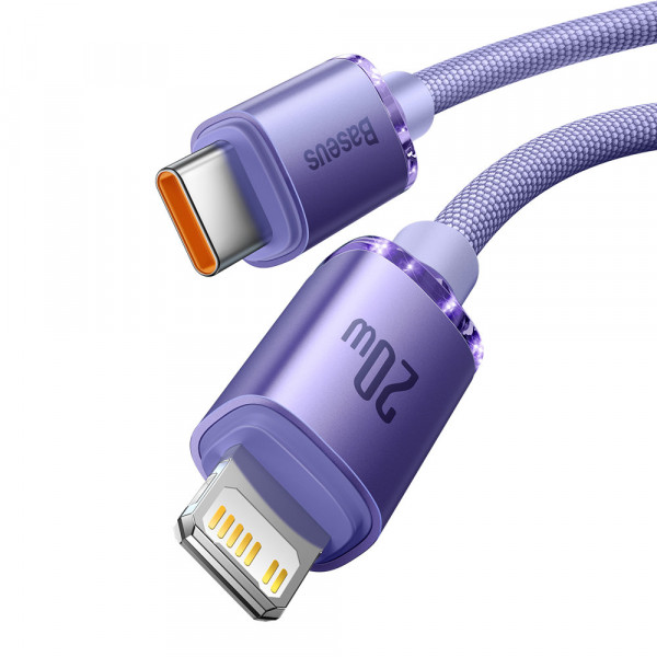 Кабель Baseus Crystal Shine Series Fast Charging Data Cable Type-C to iP 20W 1.2m Purple (CAJY000205)