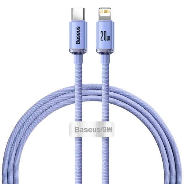 Кабель Baseus Crystal Shine Series Fast Charging Data Cable Type-C to iP 20W 1.2m Purple (CAJY000205)