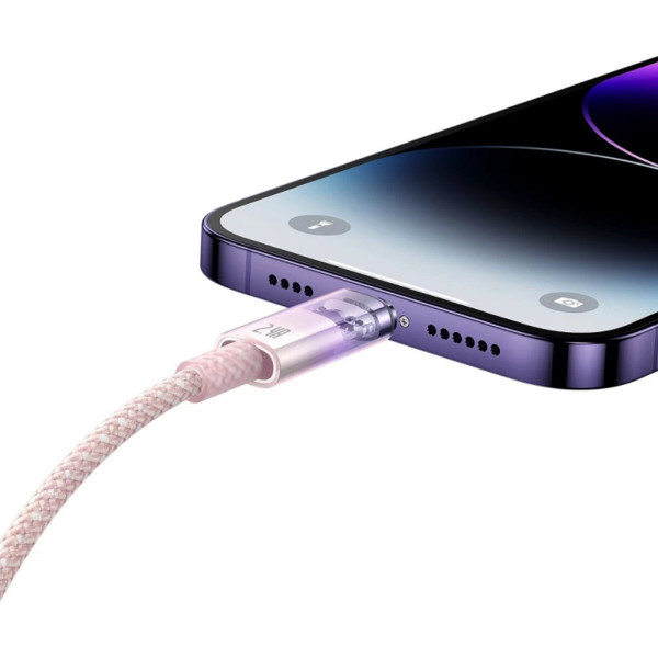 Кабель Baseus Explorer Series Fast Charging Cable with Smart Temperature Control USB to iP 2.4A 1m Pink
