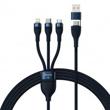 Кабель Baseus Flash Series Ⅱ Two-for-three Charging Cable U+C to M+L+C 100W 1.2m Блакитний