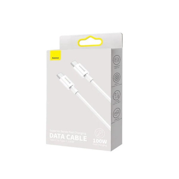 Кабель Baseus Superior Series Fast Charging Data Cable Type-C to Type-C 100W 1m White