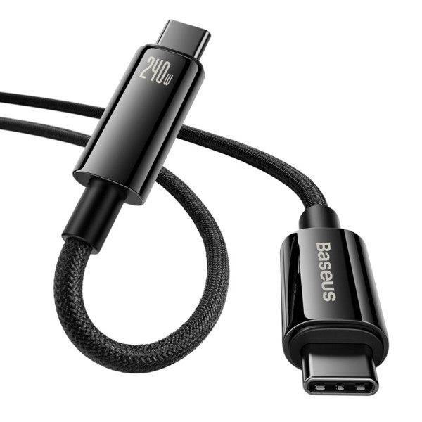 Кабель Baseus Tungsten Gold Fast Charging Data Cable Type-C to Type-C 240W 3m Black