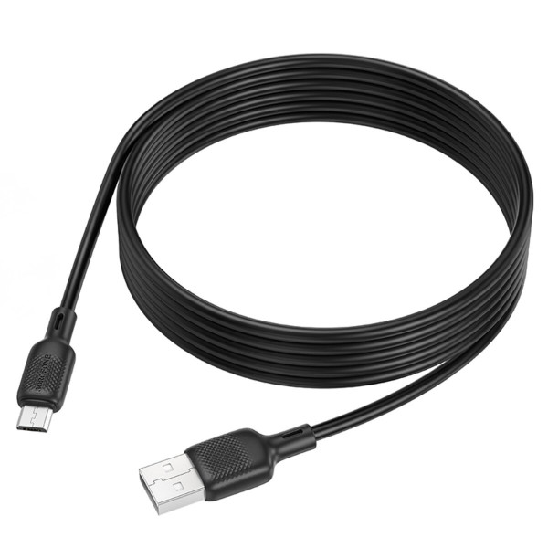 Кабель BOROFONE BX113 Lenny silicone charging data cable Micro(L=2M) Чорний