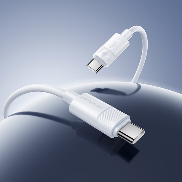 Кабель BOROFONE BX123 Leya 60W silicone charging data cable C to C White (6941991124242)