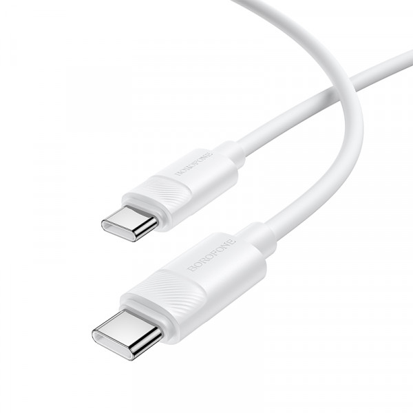Кабель BOROFONE BX123 Leya 60W silicone charging data cable C to C White (6941991124242)