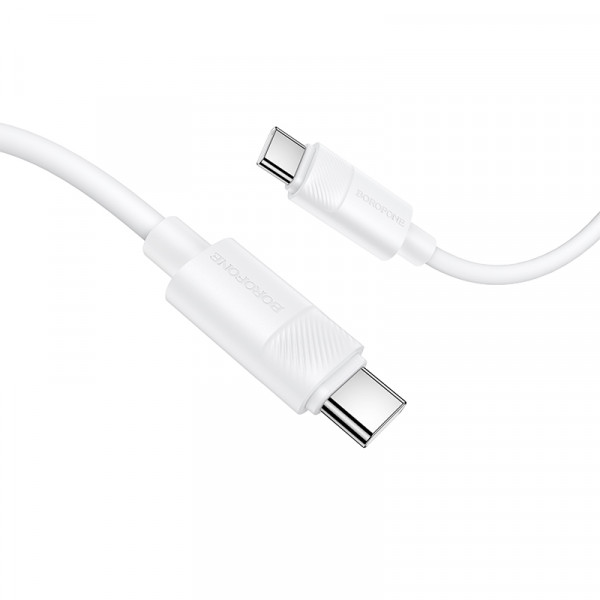 Кабель BOROFONE BX123 Leya 60W silicone charging data cable C to C White (6941991124242)