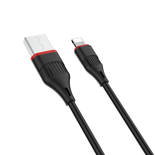 Кабель BOROFONE BX17 USB to iP 2A, 1m, PVC, TPE connectors, Чорний