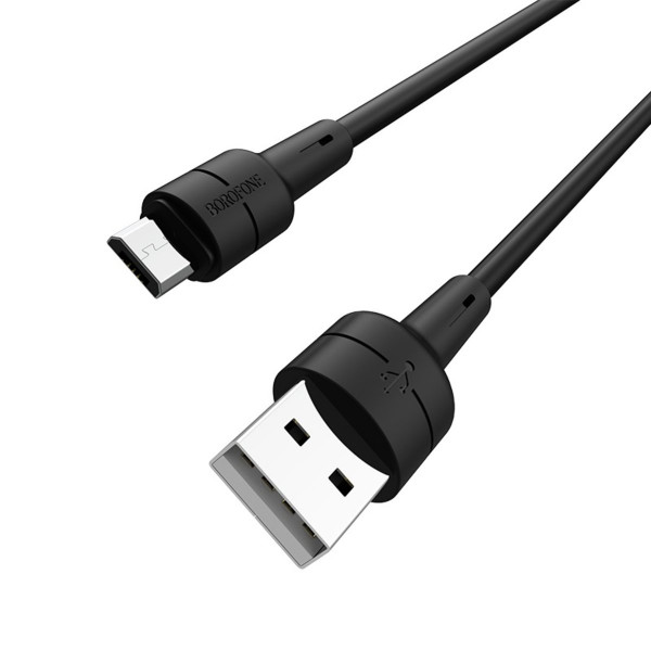 Кабель BOROFONE BX30 USB to Micro 2.4A, 1m, silicone, TPE connectors, Black