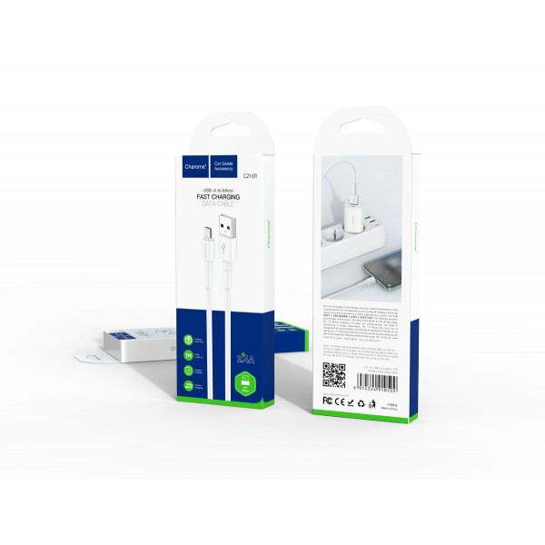Кабель CHAROME C21-01 USB-A to Micro charging data cable Білий