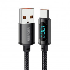Кабель Essager Enjoy LED Digital Display USB Charging Cable USB A to Type C 100W 2m чорний (EXCT-XYA01-P)