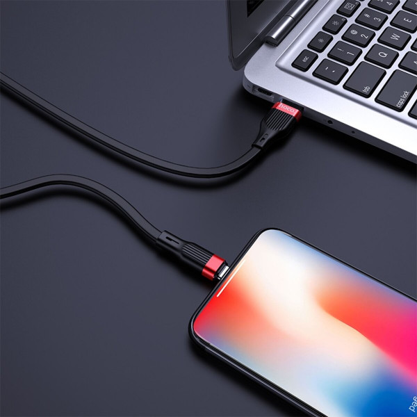 Кабель HOCO U72 USB to iP 2.4A, 1.2m, silicone, TPE connectors, Black