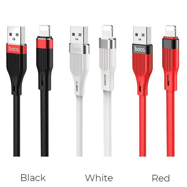 Кабель HOCO U72 USB to iP 2.4A, 1.2m, silicone, TPE connectors, Black