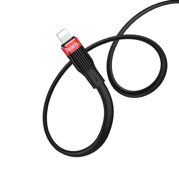 Кабель HOCO U72 USB to iP 2.4A, 1.2m, silicone, TPE connectors, Black