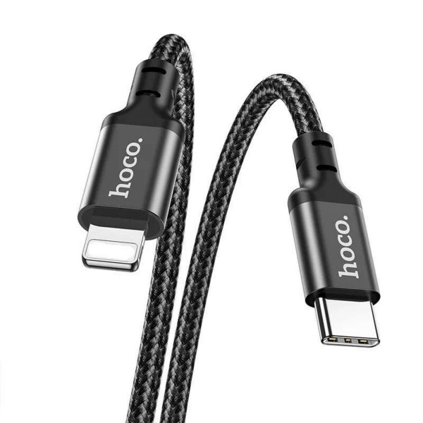 Кабель HOCO X14 Type-C to iP 3A, 20W, 1m, nylon, aluminum connectors, Black