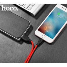 Кабель HOCO X21 USB to iP 2A, 1m, silicone, TPE connectors, Чорний+Червоний
