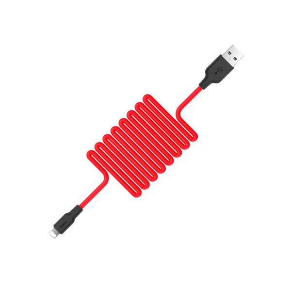 Кабель HOCO X21 USB to iP 2A, 1m, silicone, TPE connectors, Чорний+Червоний