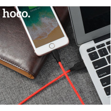 Кабель HOCO X21 USB to iP 2A, 1m, silicone, TPE connectors, Чорний+Червоний