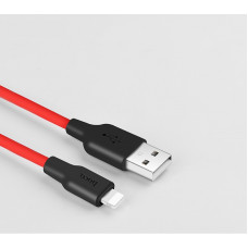 Кабель HOCO X21 USB to iP 2A, 1m, silicone, TPE connectors, Чорний+Червоний