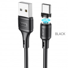 Кабель HOCO X52 USB to Type-C 3A, 1m, PVC, PVC connectors, magnetic, Чорний