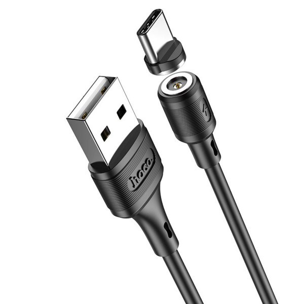 Кабель HOCO X52 USB to Type-C 3A, 1m, PVC, PVC connectors, magnetic, Чорний