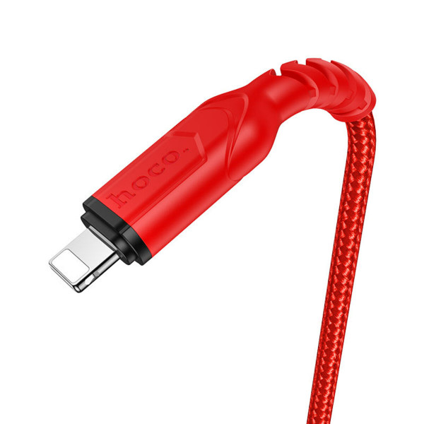 Кабель HOCO X59 USB to iP 2.4A, 1m, nylon, TPE connectors, Червоний