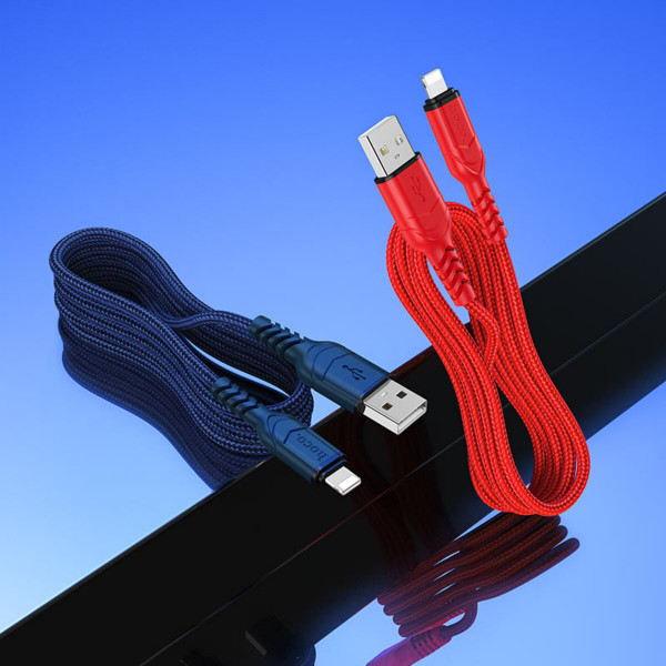Кабель HOCO X59 USB to iP 2.4A, 1m, nylon, TPE connectors, Червоний