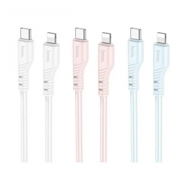 Кабель HOCO X97 Crystal color silicone charging data cable iP white (6931474799791)