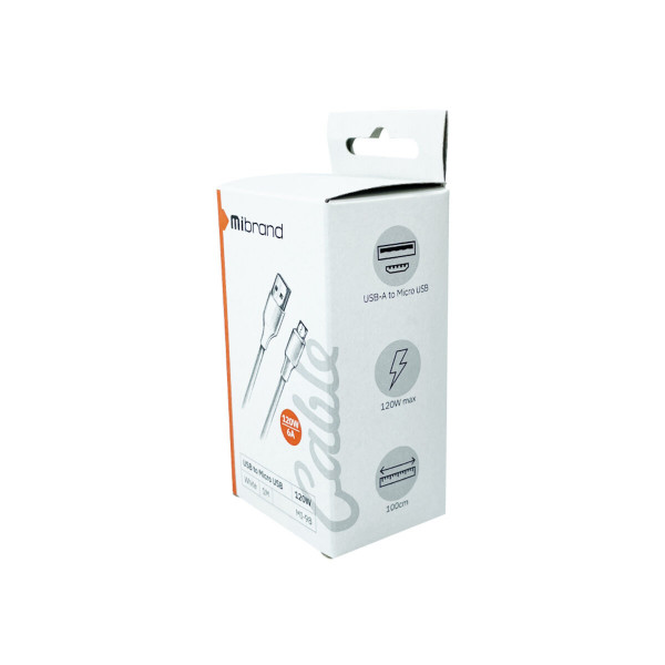 Кабель Mibrand MI-98 PVC Tube Cable USB for Micro 120W 1m White