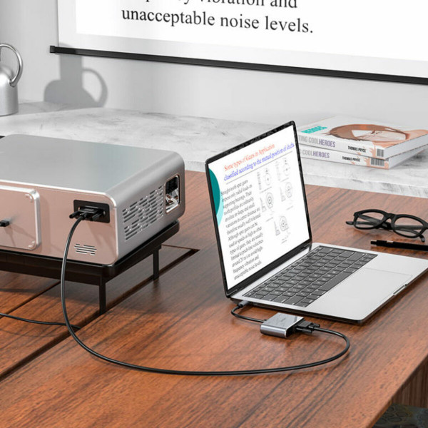 Кабель-перехiдник HOCO HB30 Eco Type-C multi-function converter(HDTV+VGA+USB3.0+PD) Metal Gray