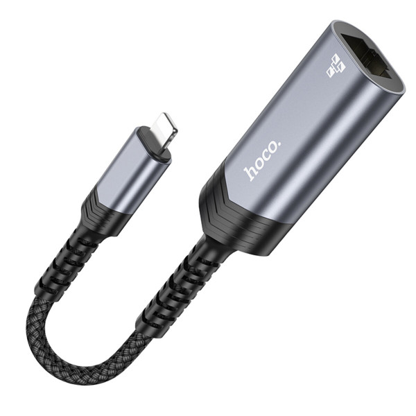 Кабель-перехідник HOCO UA26 iP ethernet adapter(100 Mbps) Metal Gray