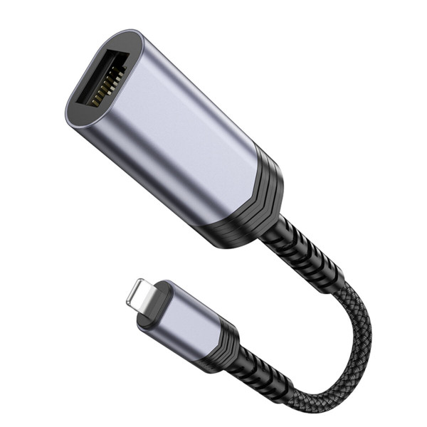 Кабель-перехідник HOCO UA26 iP ethernet adapter(100 Mbps) Metal Gray