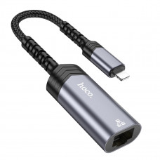 Кабель-перехідник HOCO UA26 iP ethernet adapter(100 Mbps) Metal Gray