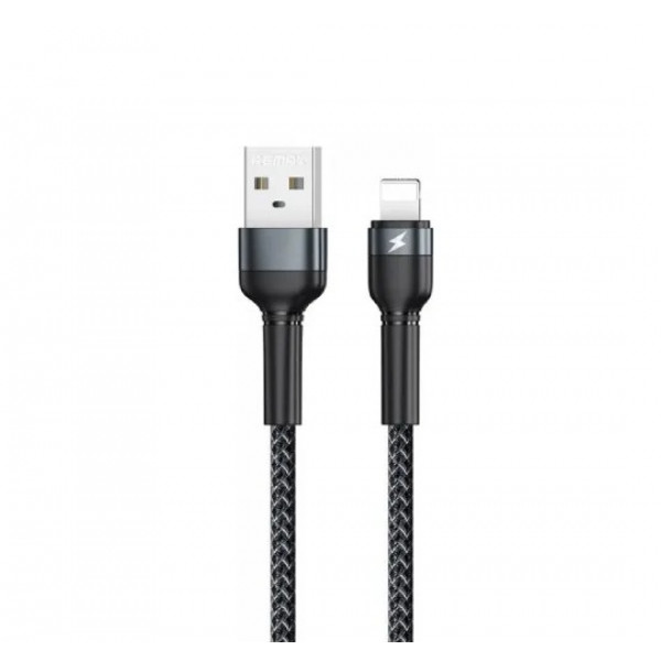 Кабель REMAX Jany Series Aluminum Alloy Braided 2.4A data cable RC-124m/i/a Lightning-Black (6972174152837)