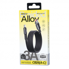 Кабель REMAX WindSpeed Series Fast charging aluminum alloy braided data cable CB25 A-C) 3A - Black 1.2M (6954851247708)