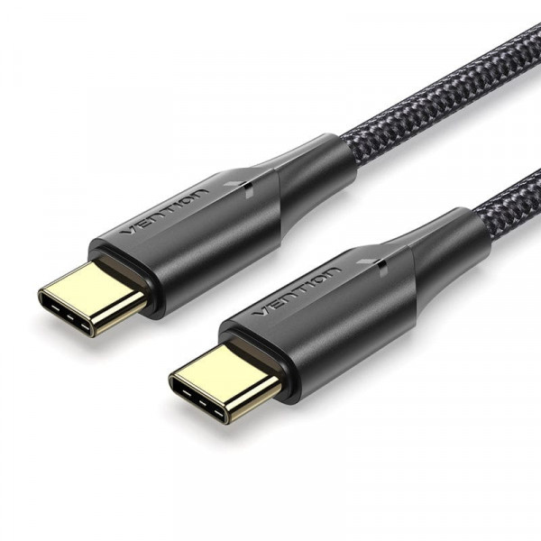 Кабель Vention Nylon Braided USB 2.0 C Male to C Male 3A Cable 2M Чорний LED Type (TAUBH)