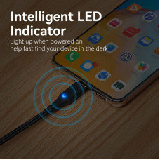 Кабель Vention Nylon Braided USB 2.0 C Male to C Male 3A Cable 2M Чорний LED Type (TAUBH)