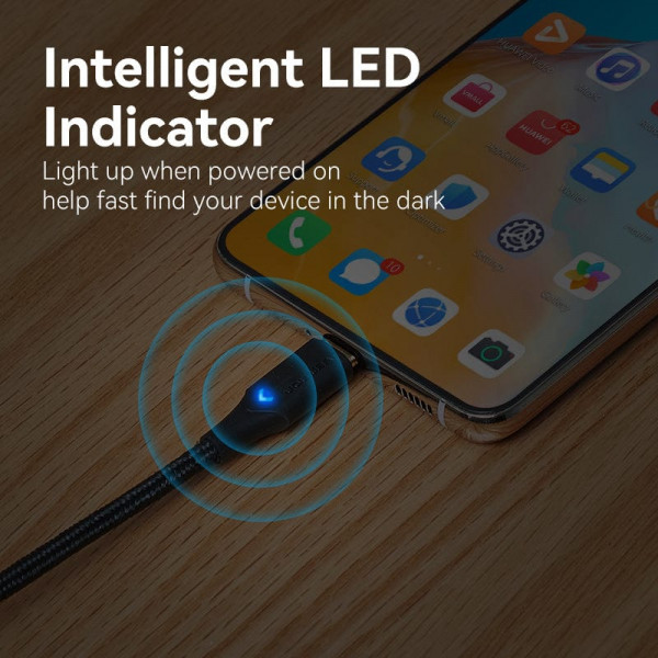 Кабель Vention Nylon Braided USB 2.0 C Male to C Male 3A Cable 2M Чорний LED Type (TAUBH)