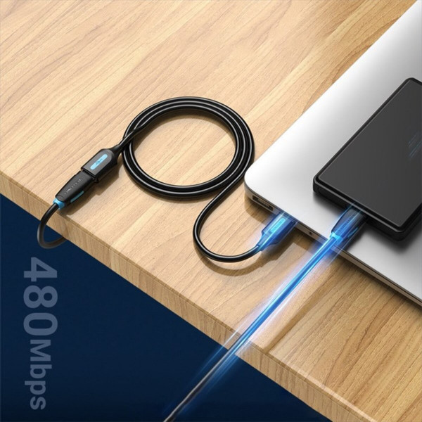 Кабель Vention USB 2.0 A Male to A Female Extension Cable 1.5M чорний PVC Type (CBIBG)