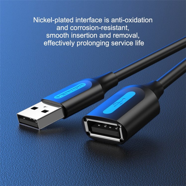 Кабель Vention USB 2.0 A Male to A Female Extension Cable 1.5M чорний PVC Type (CBIBG)
